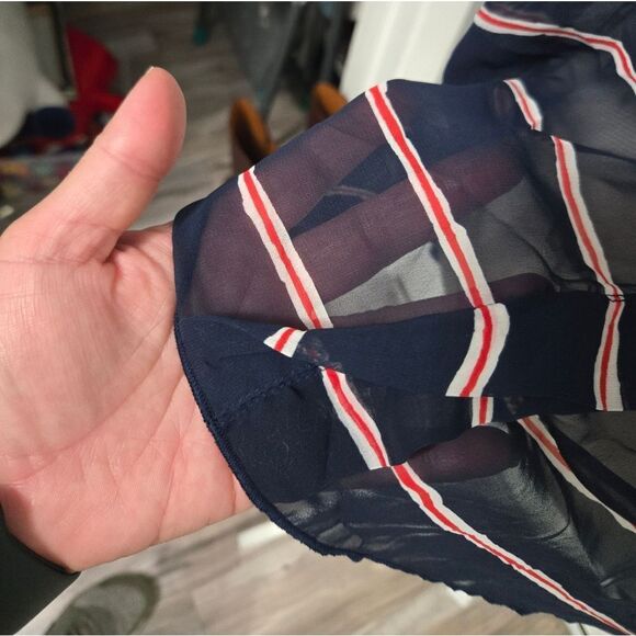 Poema sheer striped blouse size large - Picture 6 of 9